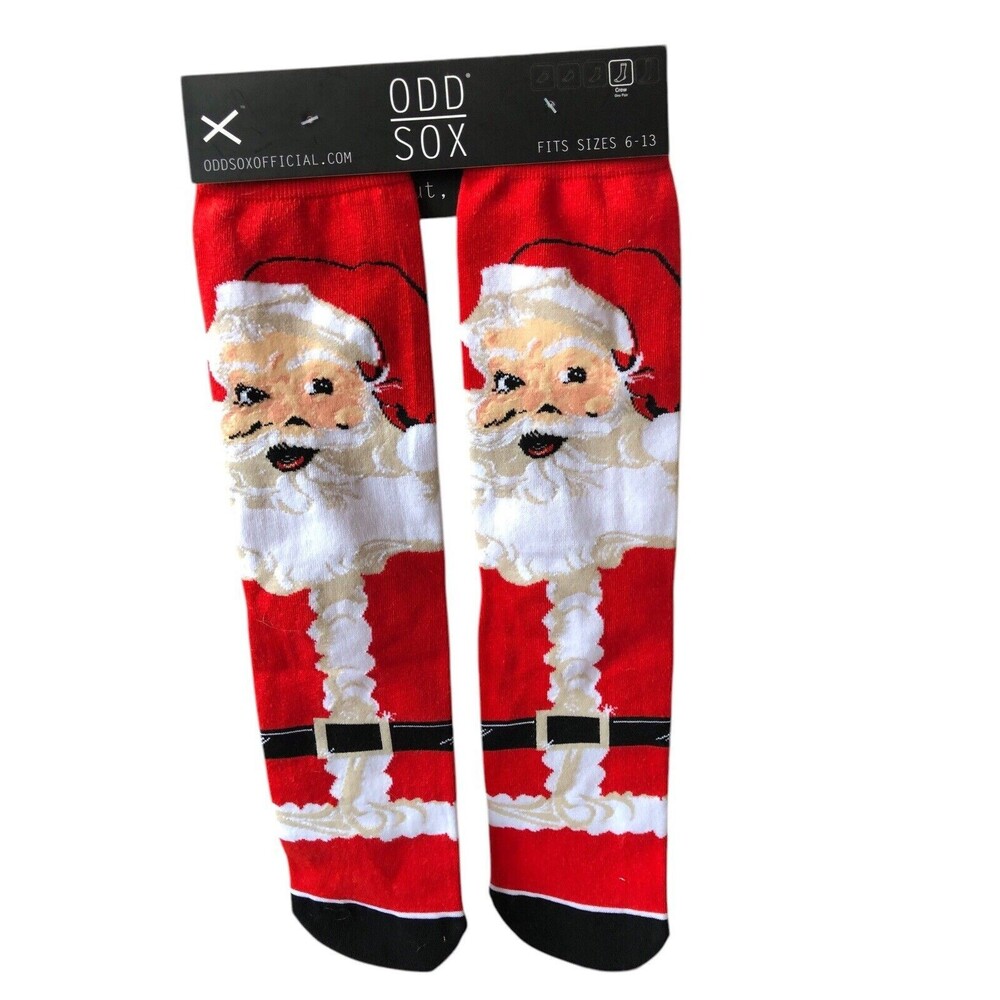 New Santa Claus Odd Sox Crew Socks Christmas Holiday Novelty Fits Size 6-13